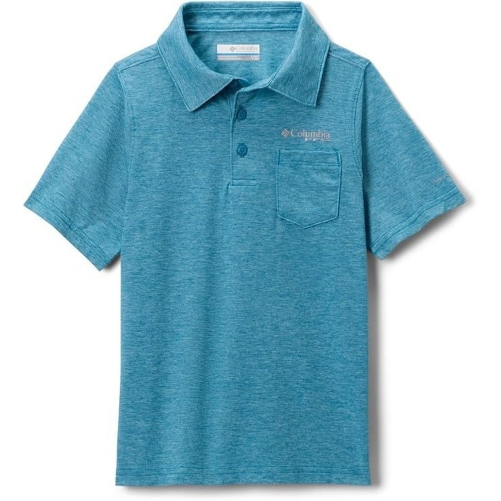 Columbia Boy's Omni-Shade PFG Uncharted Polo - Blue Echo Heather - Size XS